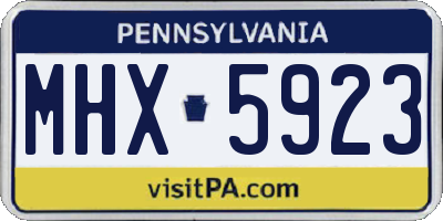 PA license plate MHX5923