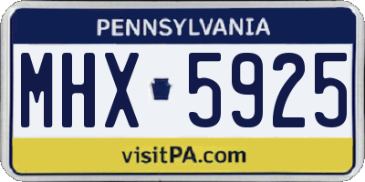 PA license plate MHX5925