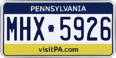 PA license plate MHX5926