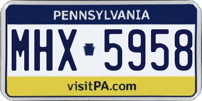 PA license plate MHX5958