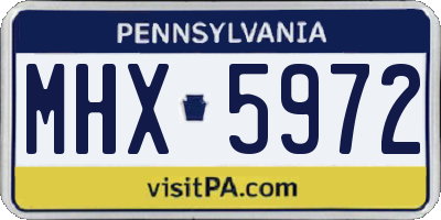 PA license plate MHX5972