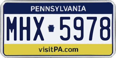 PA license plate MHX5978