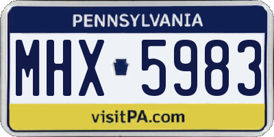 PA license plate MHX5983