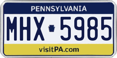 PA license plate MHX5985
