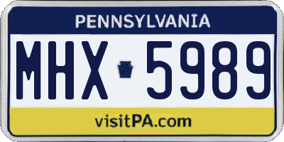 PA license plate MHX5989
