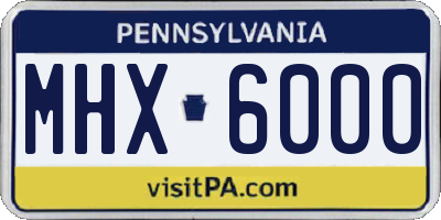 PA license plate MHX6000