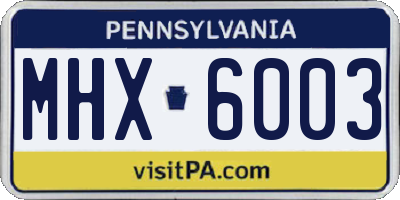 PA license plate MHX6003