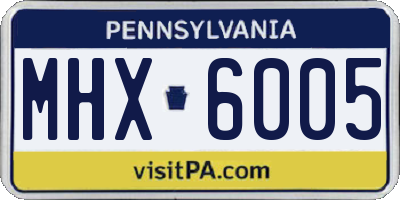 PA license plate MHX6005