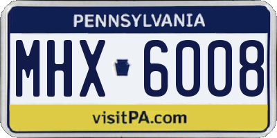 PA license plate MHX6008