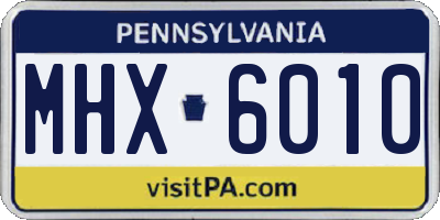 PA license plate MHX6010
