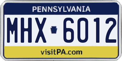 PA license plate MHX6012