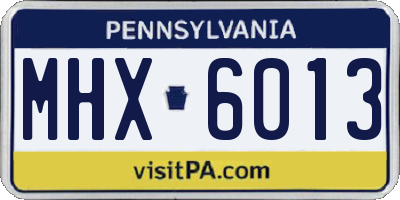 PA license plate MHX6013
