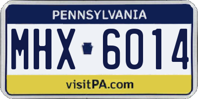 PA license plate MHX6014
