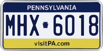 PA license plate MHX6018