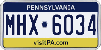 PA license plate MHX6034
