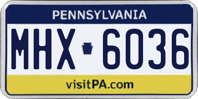 PA license plate MHX6036