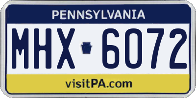 PA license plate MHX6072