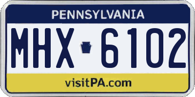 PA license plate MHX6102