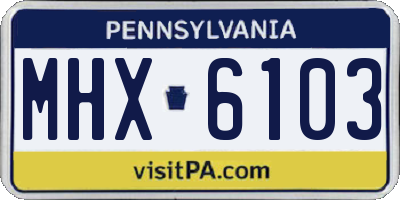 PA license plate MHX6103