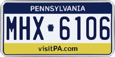 PA license plate MHX6106