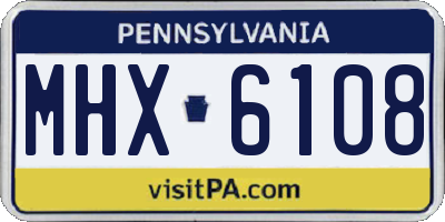 PA license plate MHX6108