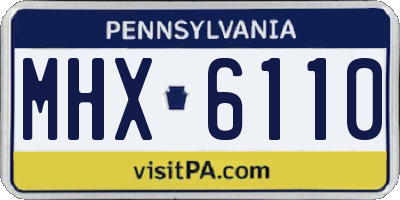 PA license plate MHX6110