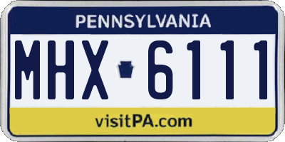 PA license plate MHX6111