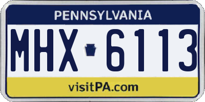 PA license plate MHX6113