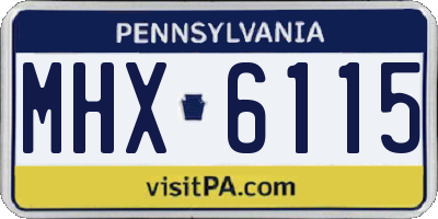 PA license plate MHX6115