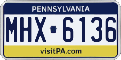 PA license plate MHX6136