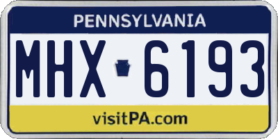 PA license plate MHX6193