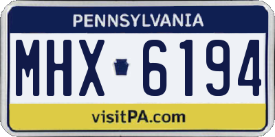 PA license plate MHX6194