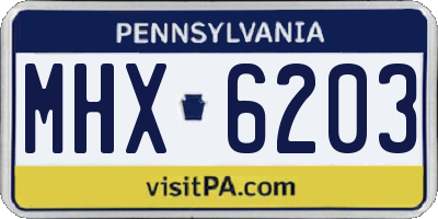 PA license plate MHX6203