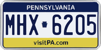 PA license plate MHX6205