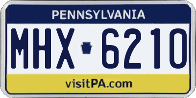 PA license plate MHX6210