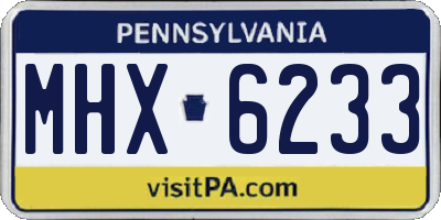 PA license plate MHX6233
