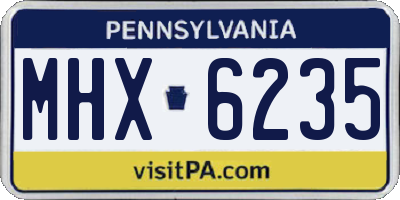 PA license plate MHX6235