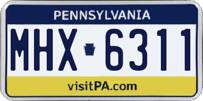 PA license plate MHX6311