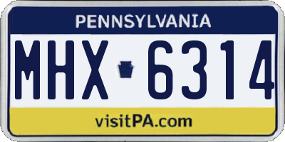 PA license plate MHX6314