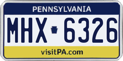 PA license plate MHX6326