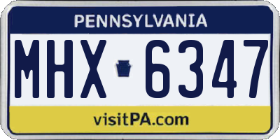 PA license plate MHX6347