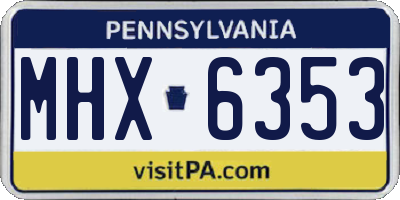 PA license plate MHX6353