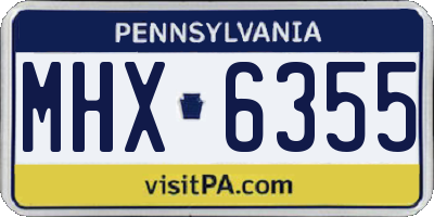 PA license plate MHX6355