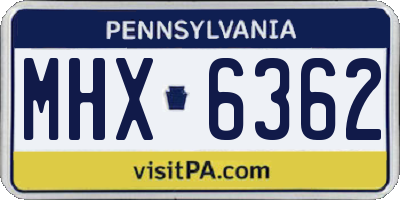 PA license plate MHX6362