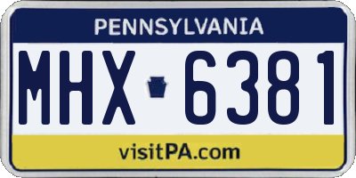 PA license plate MHX6381