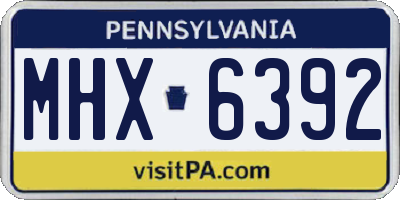 PA license plate MHX6392