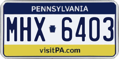 PA license plate MHX6403