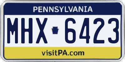 PA license plate MHX6423