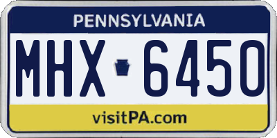 PA license plate MHX6450
