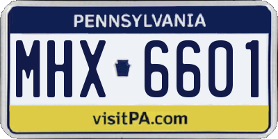 PA license plate MHX6601